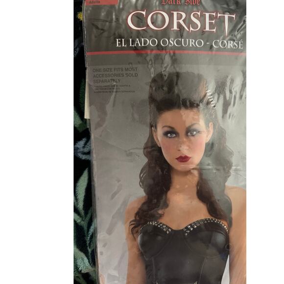 NEW Black Studded Goth Emo Whimsigoth Halloween Cosplay Corset Med - Picture 1 of 8